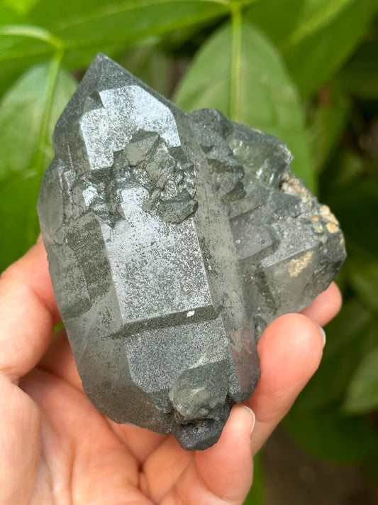 Shining Himalayan Double Terminated Green Phantom Quartz Crystal from Tibet/Chlorite Quartz/Healing Crystal/Energy Quartz/Meditation-373 g