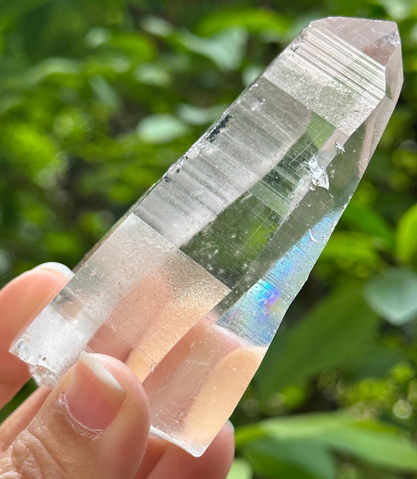 Clear Himalayan Lemurian Seeds Silver Rutilated Quartz Crystal Point/Akashic Striation Energy Crystal/Reiki/Healing Crystal/Meditation-188 g