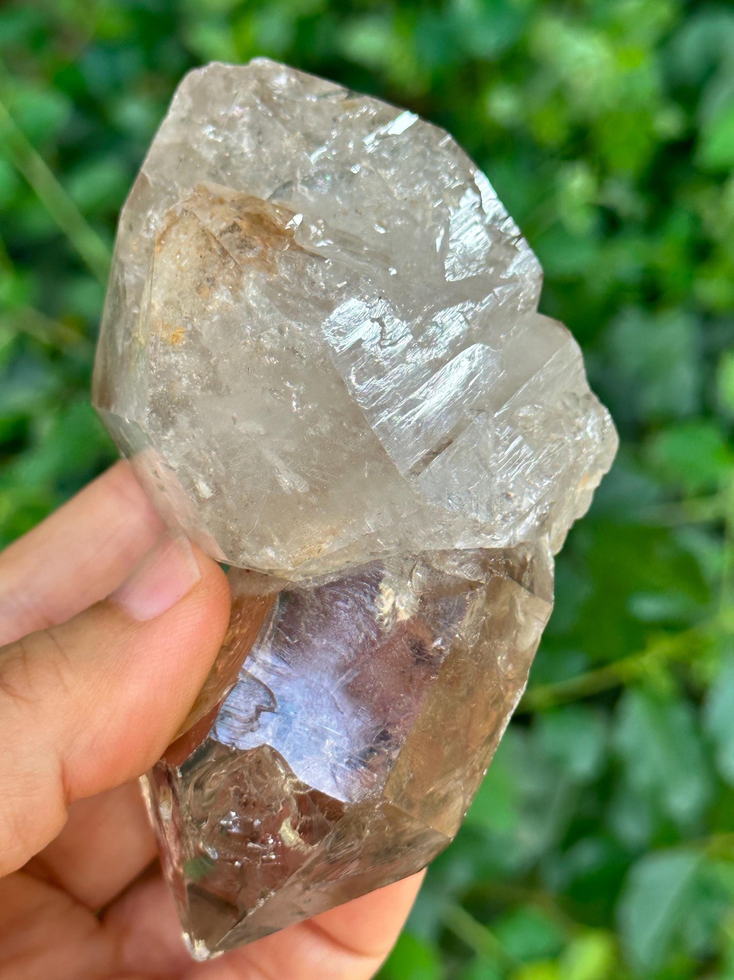 Natural Unique Double Terminated Twins Law Clear Quartz Crystal Grow With Smokey Quartz Crystal/Energy/Healing/Meditation/Collection-188 g