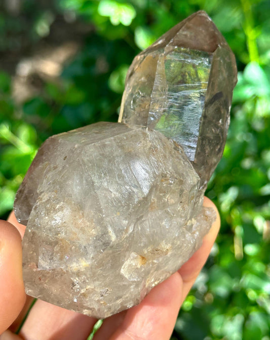 Natural Unique Double Terminated Twins Law Clear Quartz Crystal Grow With Smokey Quartz Crystal/Energy/Healing/Meditation/Collection-188 g