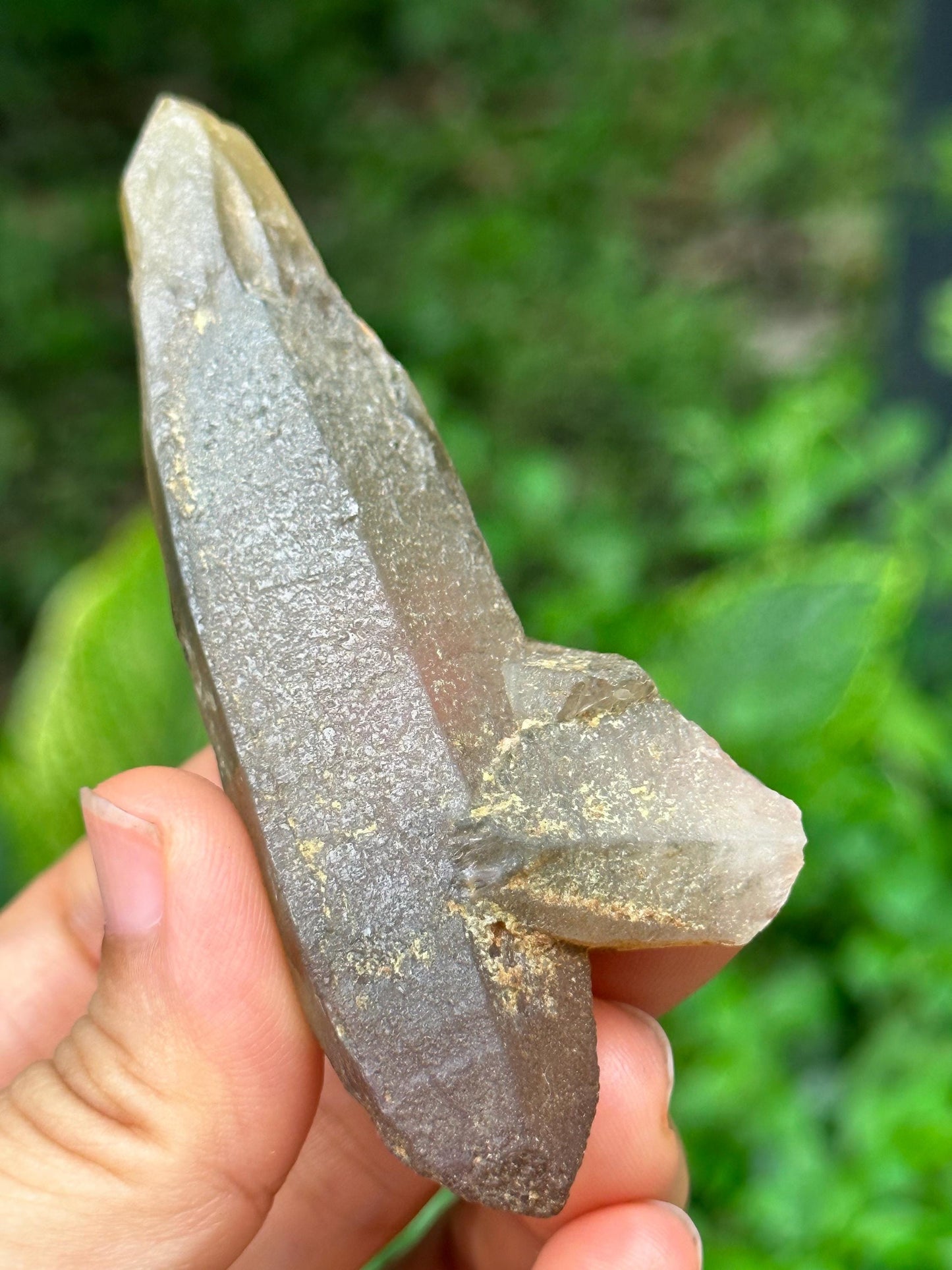 Natural Double Terminated Laser Crystal Green Rutile Quartz Point/Himalaya Energy Crystal/Generator Healing Crystal/Meditation Crystal-52 g