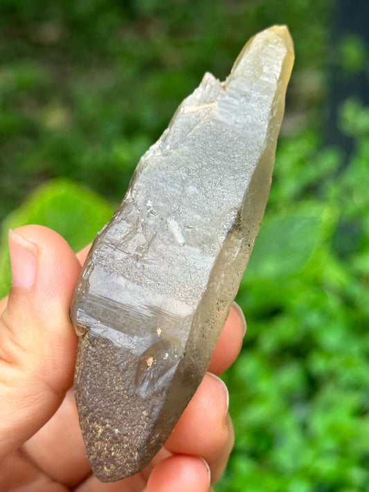 Natural Double Terminated Laser Crystal Green Rutile Quartz Point/Himalaya Energy Crystal/Generator Healing Crystal/Meditation Crystal-52 g