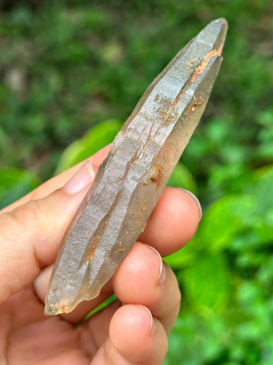 Rare Double Terminated Laser Crystal Green Rutile Quartz Point/ Himalaya Energy Crystal/Generator Healing Crystal/Meditation Crystal-32 g