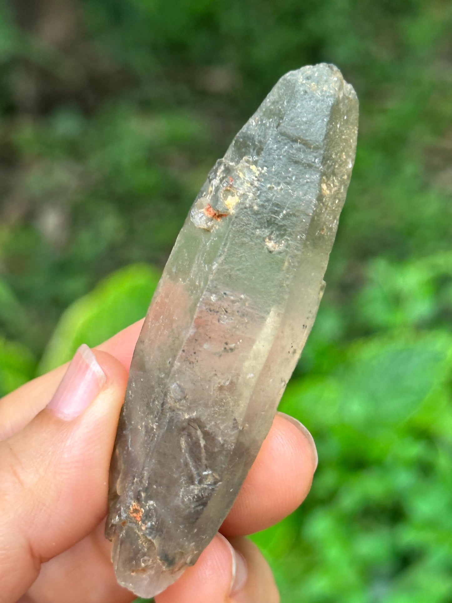 Natural Double Terminated Laser Crystal Green Rutile Quartz Point/Himalaya Energy Crystal/Generator Healing Crystal/Meditation Crystal-37 g