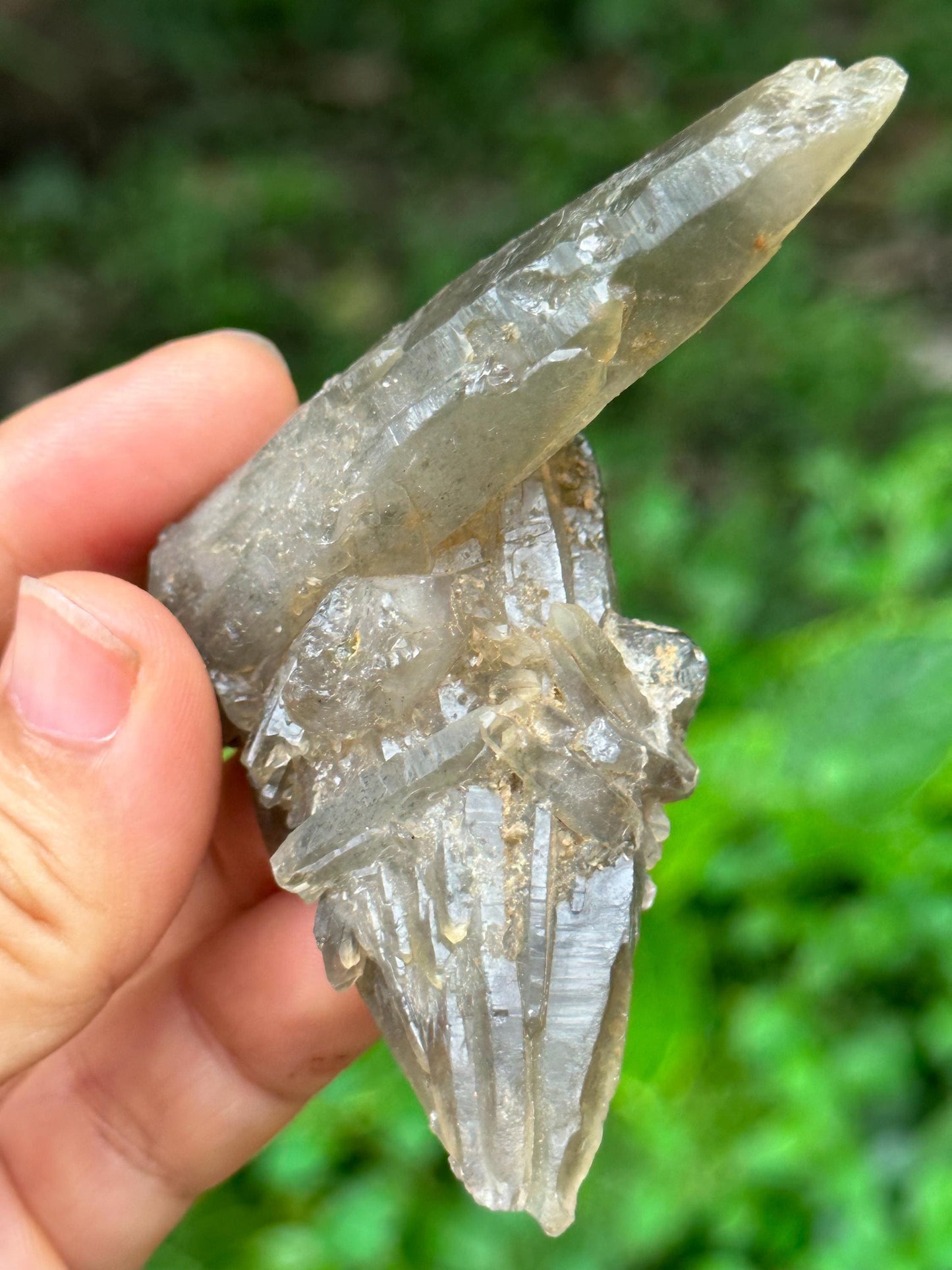 Rare Double Terminated Twins Laser Crystal Green Rutile Quartz Point/Himalaya Energy Crystal/Generator Crystal/Meditation/Healing -62 g