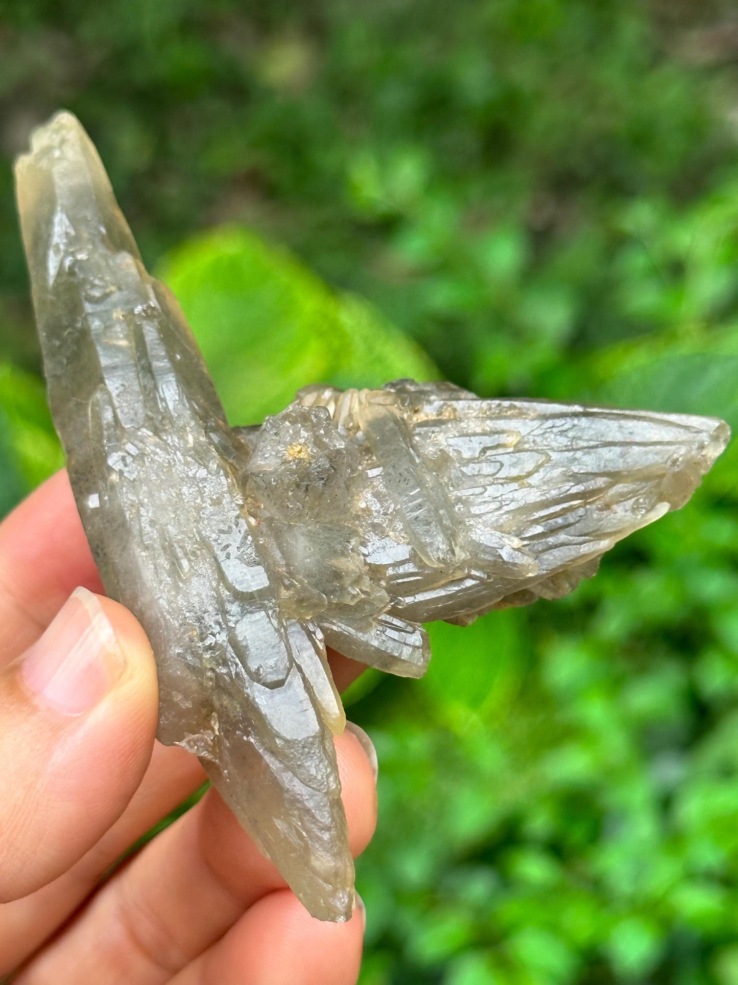 Rare Double Terminated Twins Laser Crystal Green Rutile Quartz Point/Himalaya Energy Crystal/Generator Crystal/Meditation/Healing -62 g