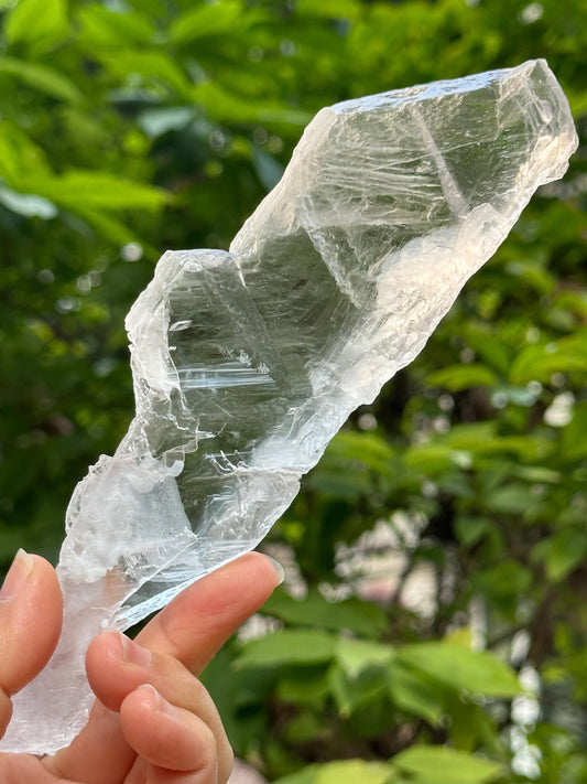 Natural Clear Corrosion Gypsum Crystal Quartz Point/White Raw Selenite Crystal/Crystal Grid/Meditation Stone/Gift for Her/Reiki-400 g