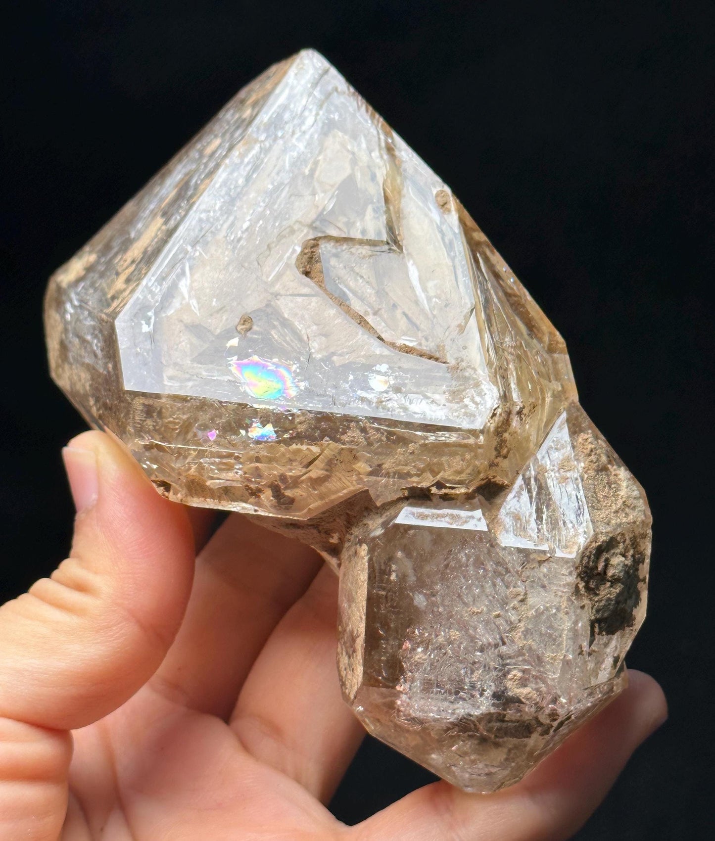 Rare Himalayan Double Terminated Elestial Skeletal Quartz Rainbow Crystal Golden Clay/Pakistan Crystal Specimen/Energy Healing Crystals-274g