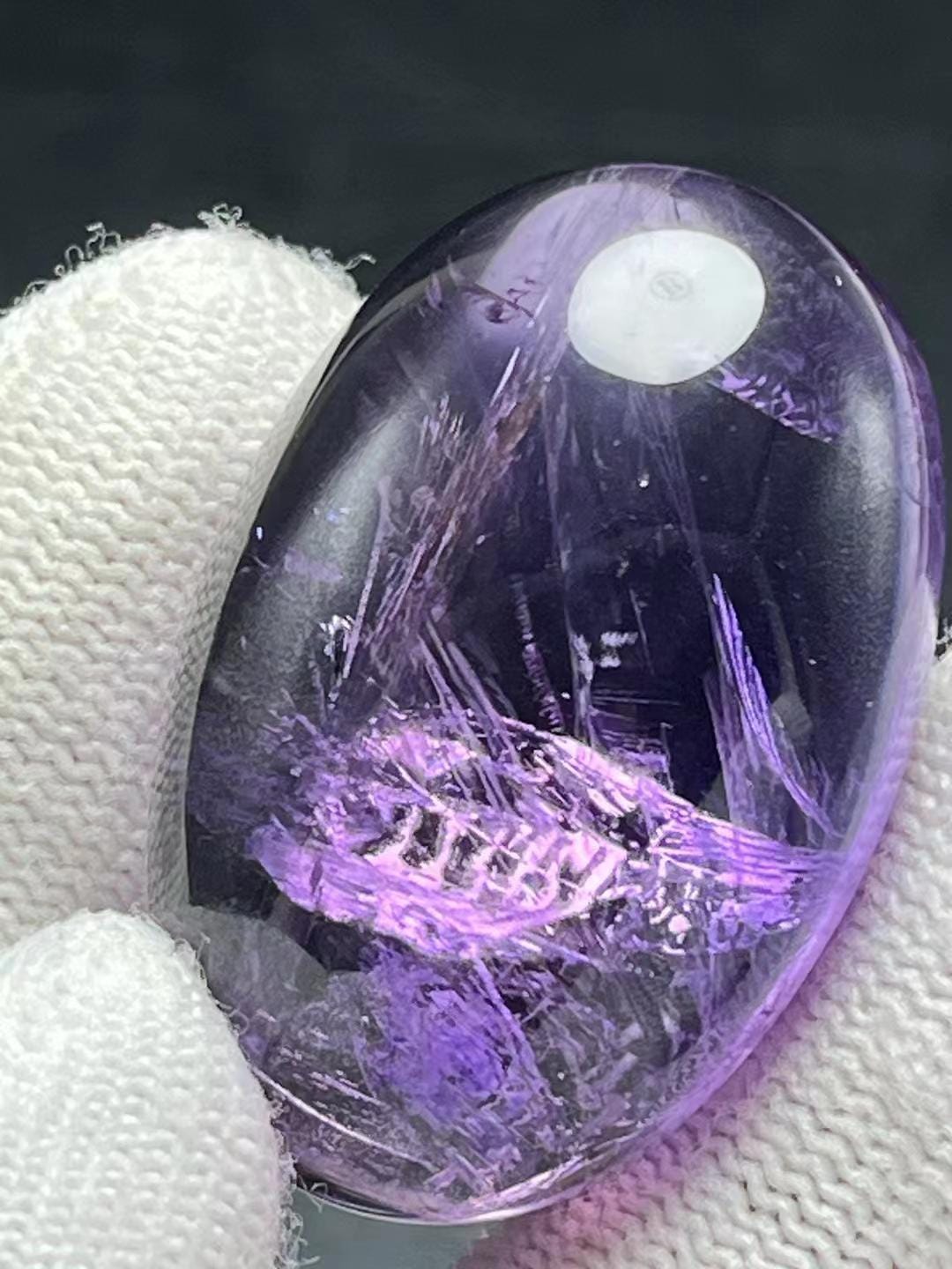 Natural High Clarity Amethyst Quartz Pendant with Inclusion of Totem Pattern,Geometric Pattern Phantom Crystal,Healing,Necklace Making