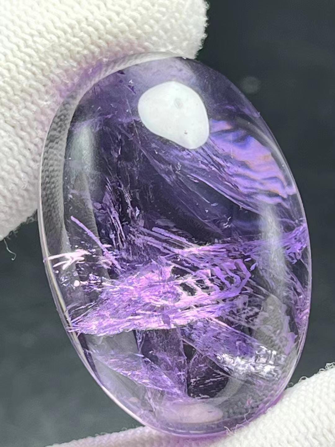 Natural High Clarity Amethyst Quartz Pendant with Inclusion of Totem Pattern,Geometric Pattern Phantom Crystal,Healing,Necklace Making