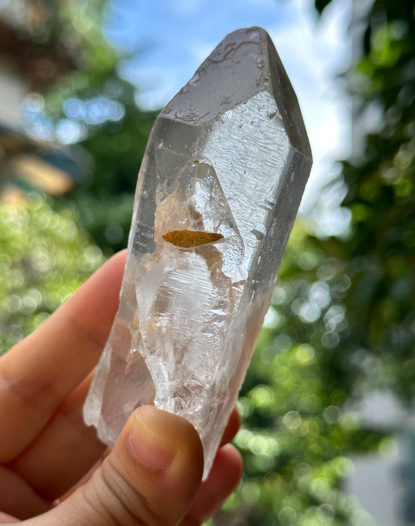 Rare Clear Himalayan Record-keeper Nirvana Quartz Crystal-Smooth Luster/Transmitter Energy Crystal/Reiki/Healing Crystal/Meditation-213 g