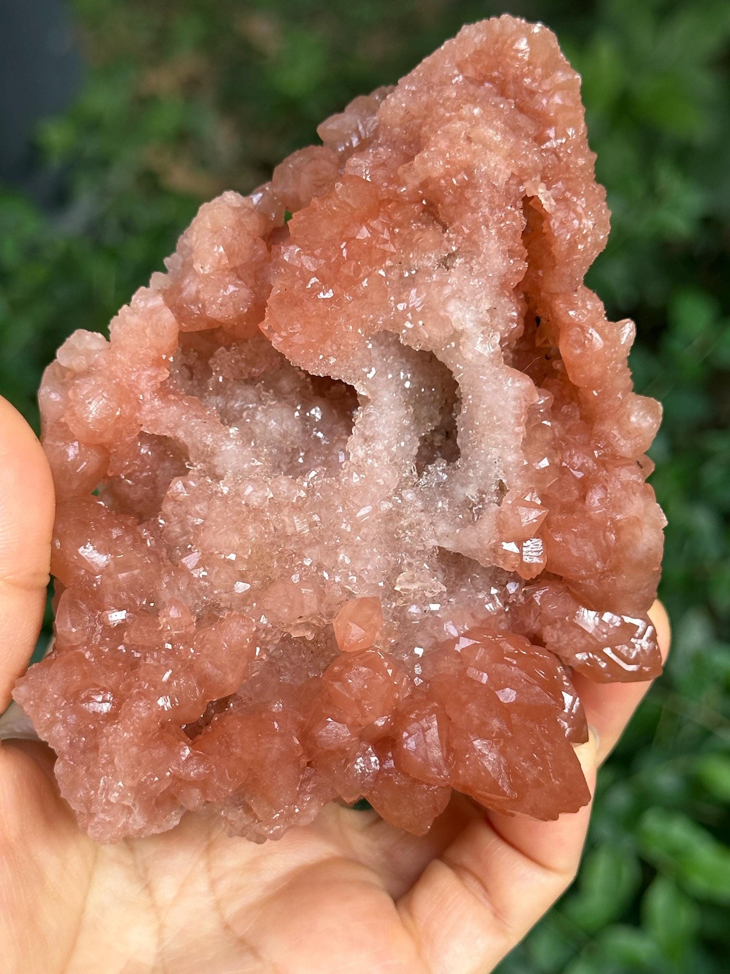 Shining Tangerine Rose Quartz Flower Crystal Geode/Red Hematite Quartz Crystal/Abundance Crystals/Crystal Collection/Healing Crystal-287 g