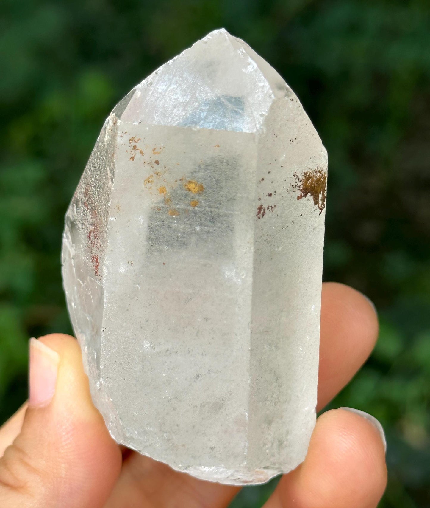 Clear Himalayan Quartz Record-keeper Crystal Point with Green Phantom Included/Energy Crystal/Reiki/Healing Crystal/Meditation-127 g