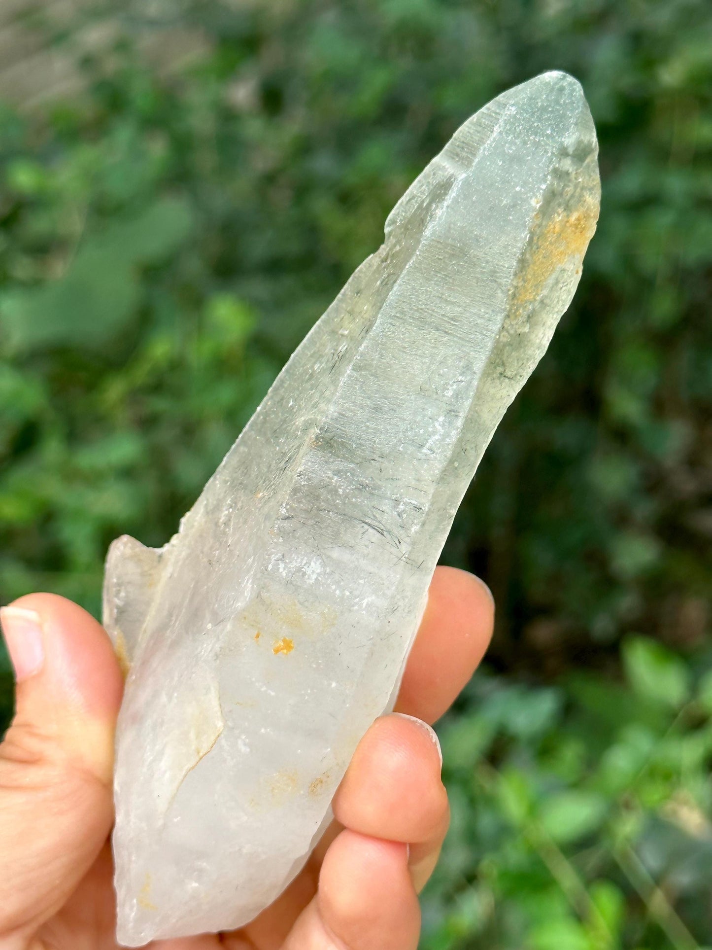 Green Rutile Quartz Laser Crystal Point/Quartz Inclusion/Energy Crystal/Generator Crystal/Meditation/Healing -201 g