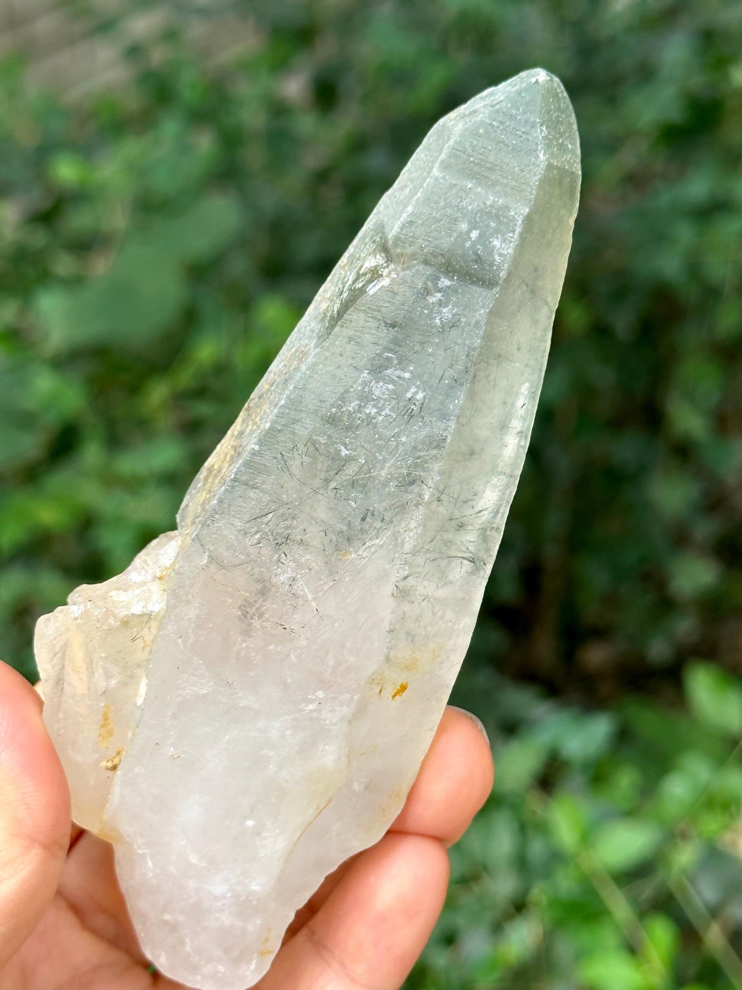 Green Rutile Quartz Laser Crystal Point/Quartz Inclusion/Energy Crystal/Generator Crystal/Meditation/Healing -201 g