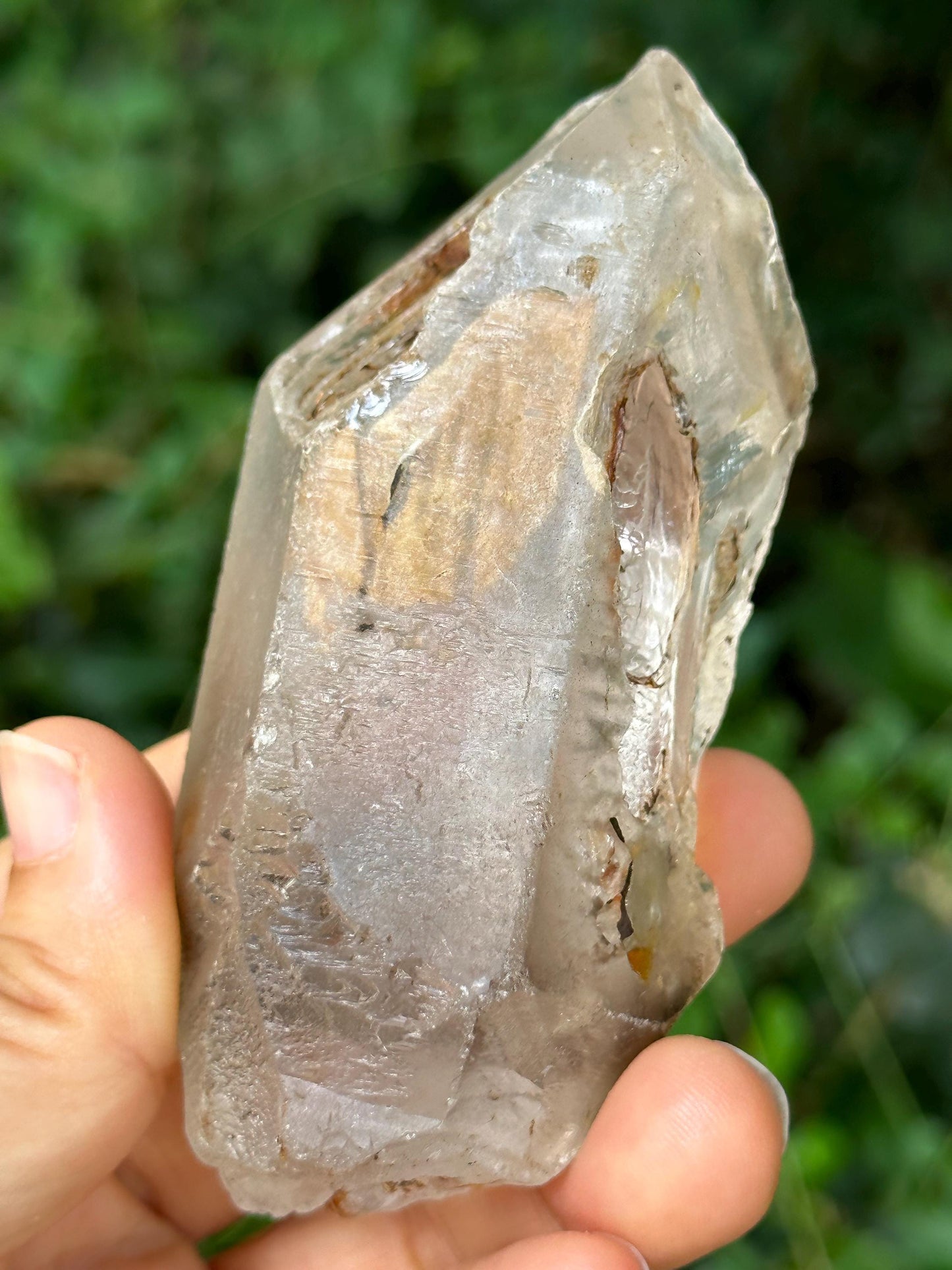 Rare Skeletal Quartz Fenster Crystal with Golden Clay/Crystal Specimen/Energy Healing Crystals/Meditation-187 g