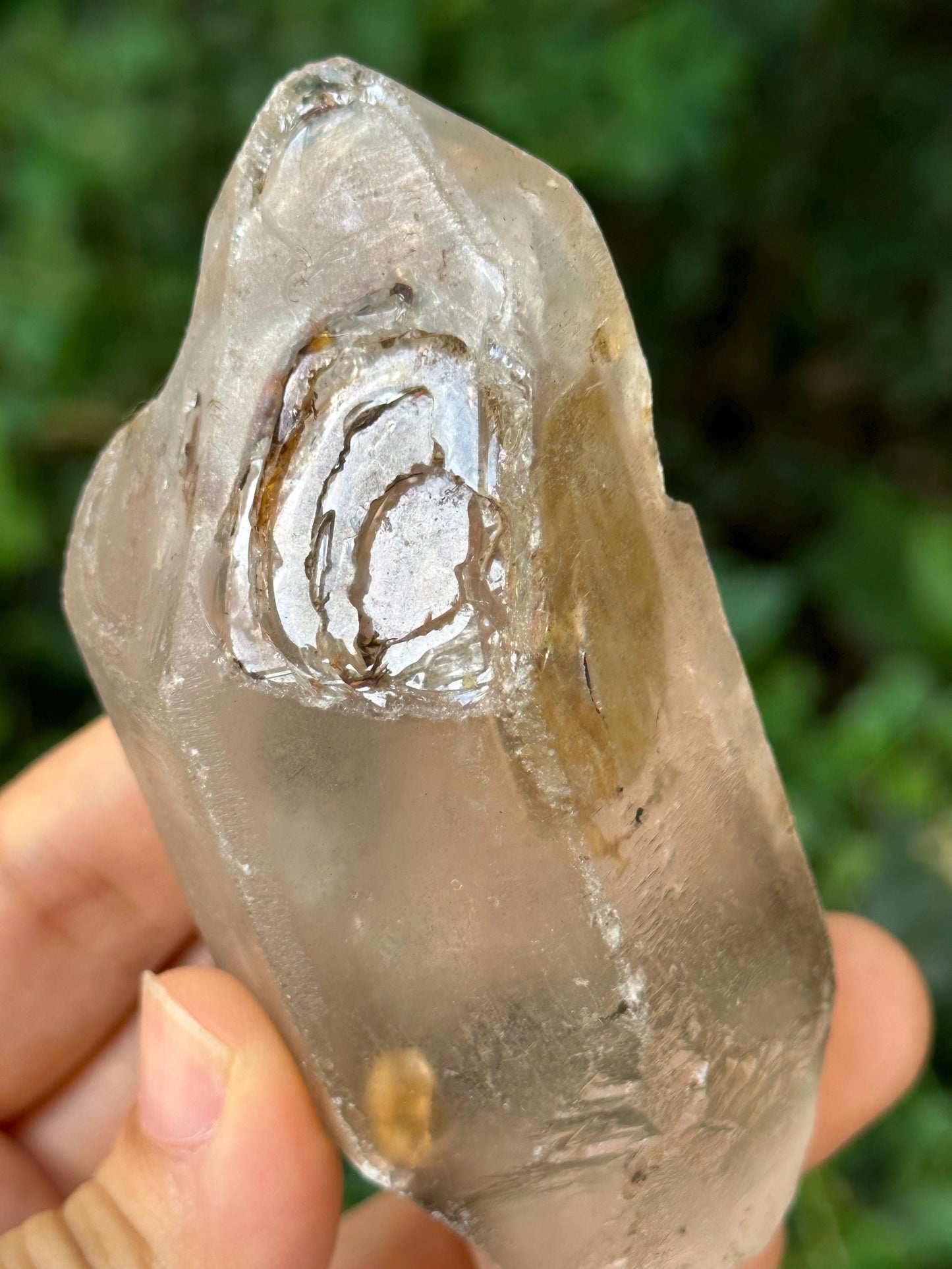 Rare Skeletal Quartz Fenster Crystal with Golden Clay/Crystal Specimen/Energy Healing Crystals/Meditation-187 g