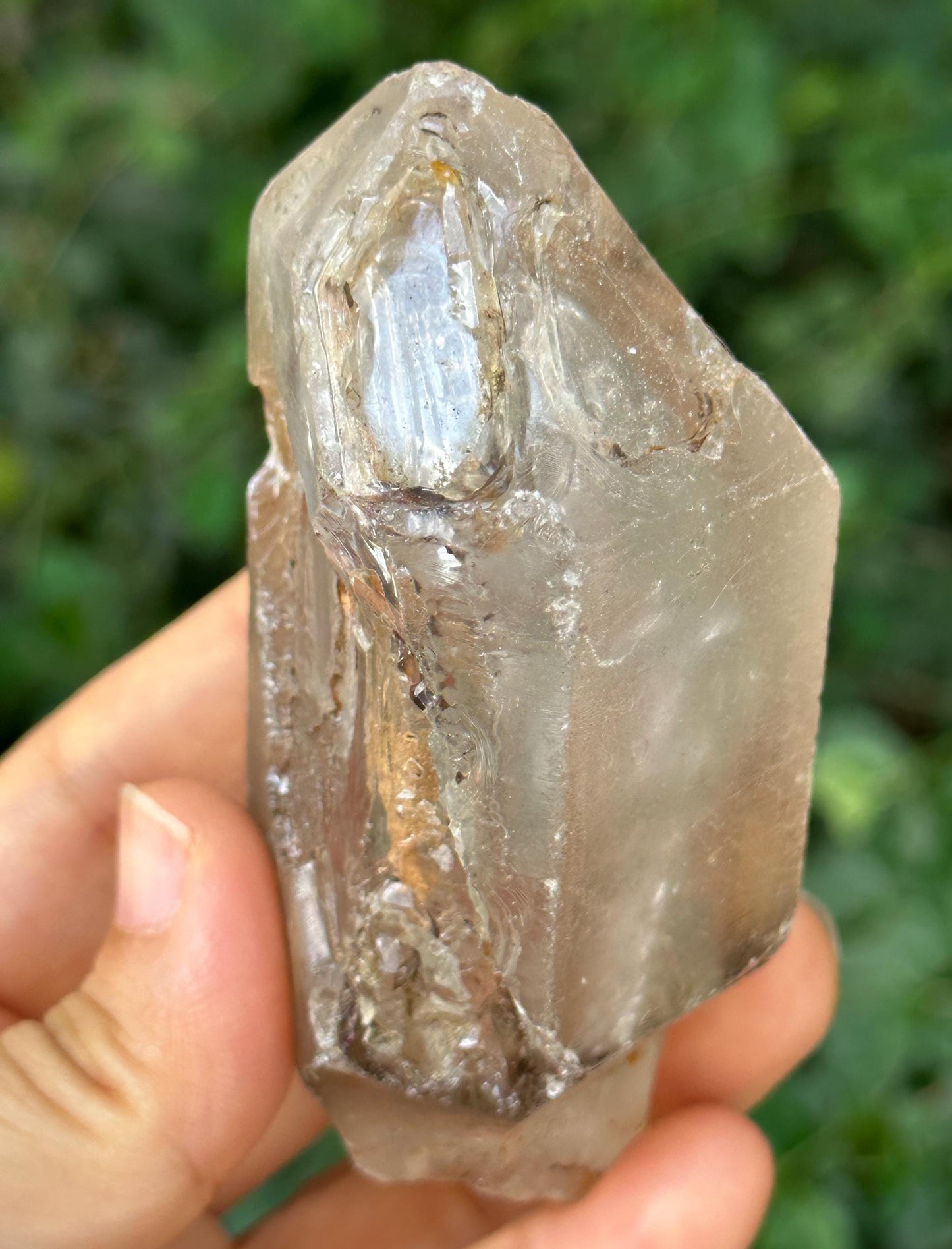 Rare Skeletal Quartz Fenster Crystal with Golden Clay/Crystal Specimen/Energy Healing Crystals/Meditation-187 g