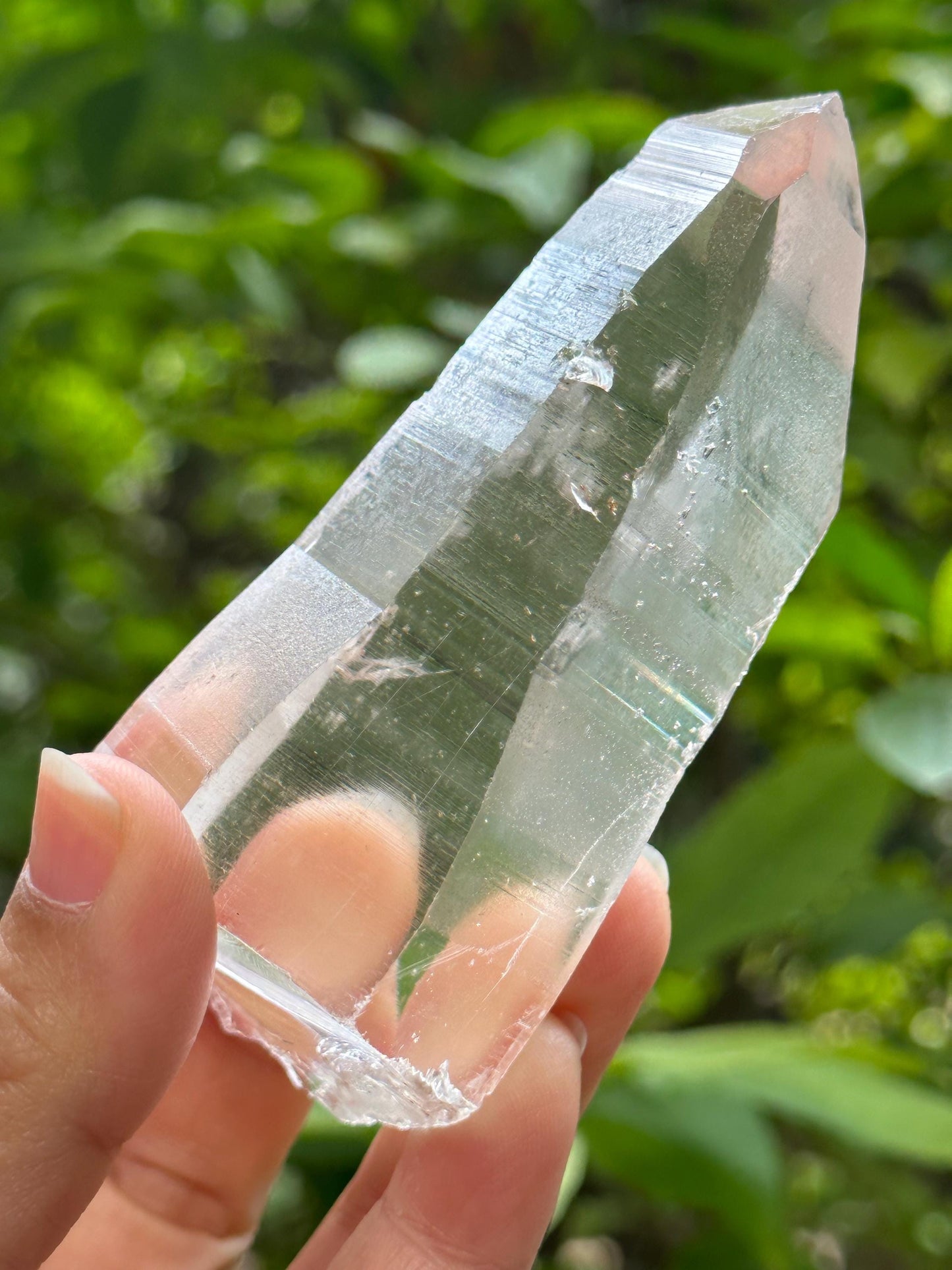 Clear Himalayan Lemurian Seeds Silver Rutilated Quartz Crystal Point/Akashic Striation Energy Crystal/Reiki/Healing Crystal/Meditation-188 g