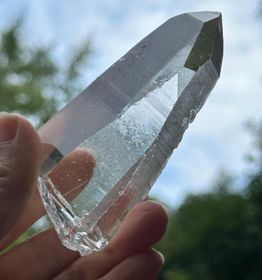 Clear Himalayan Lemurian Seeds Silver Rutilated Quartz Crystal Point/Akashic Striation Energy Crystal/Reiki/Healing Crystal/Meditation-188 g