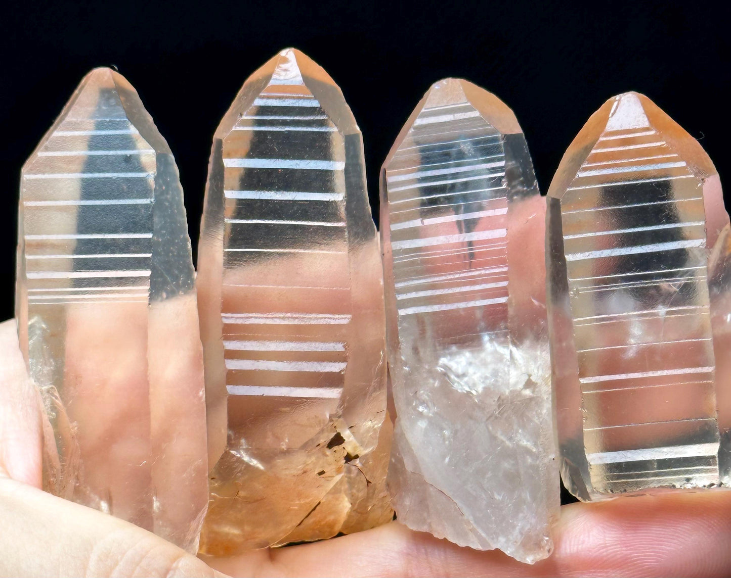 You Pick!Clear Pink Lemurian Seed Quartz Crystal,Akashic Striation Energy Crystal Mediation,Reiki,Meditation,Healing,Chakra,Zen,Worry Stone