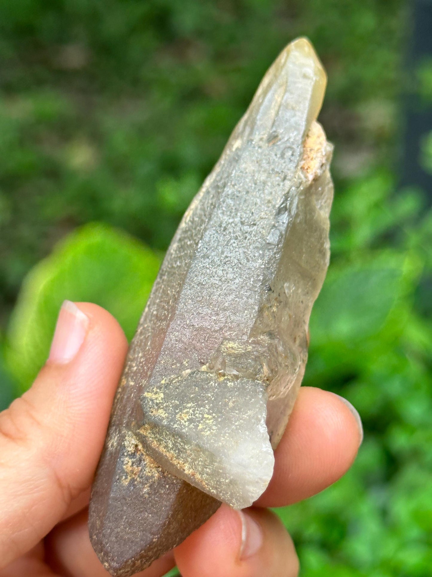 Natural Double Terminated Laser Crystal Green Rutile Quartz Point/Himalaya Energy Crystal/Generator Healing Crystal/Meditation Crystal-52 g