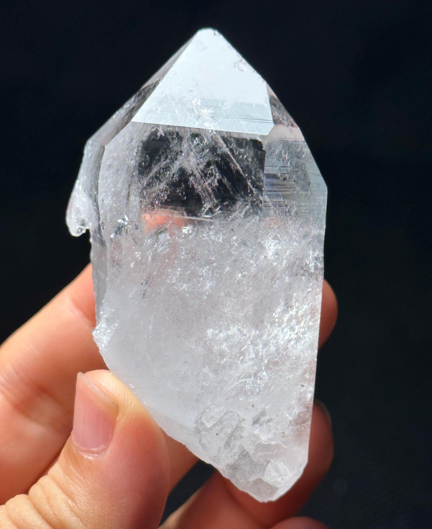 Rare Shining Glass-skin Clear Lemurian Seeds Quartz Crystal,Colombian Akashic Striation Energy Crystal/Reiki/Healing Crystal/Meditation-84 g