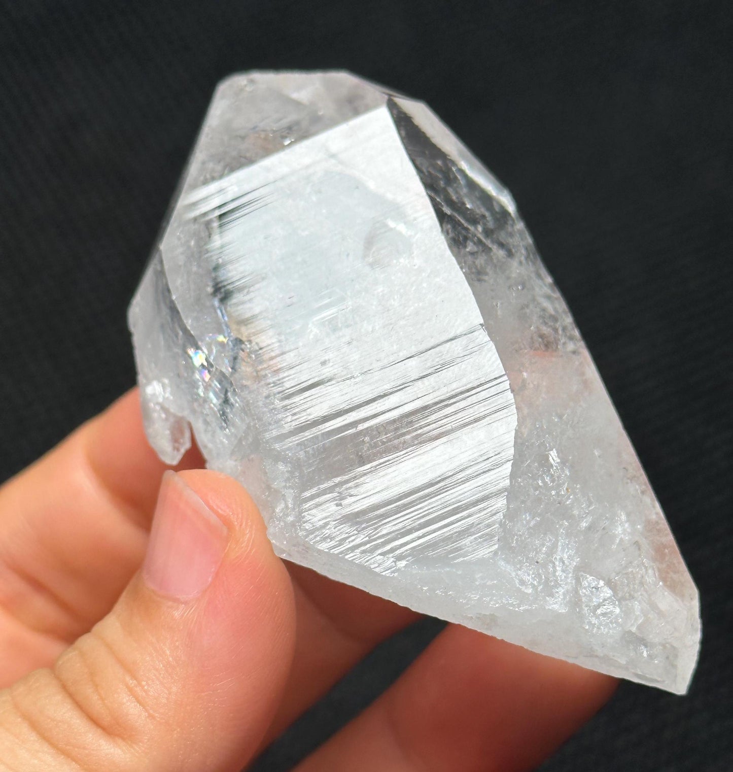 Rare Shining Glass-skin Clear Lemurian Seeds Quartz Crystal,Colombian Akashic Striation Energy Crystal/Reiki/Healing Crystal/Meditation-84 g