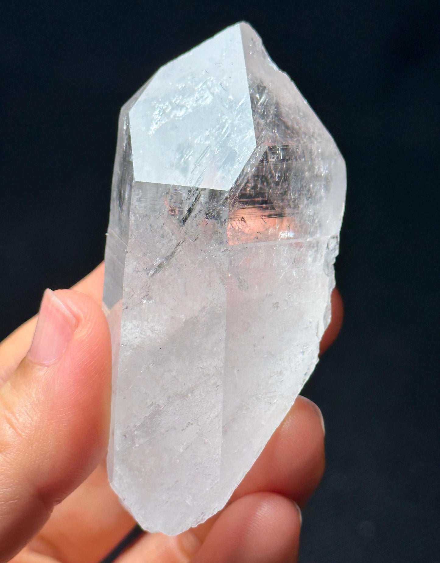 Rare Shining Glass-skin Clear Lemurian Seeds Quartz Crystal,Colombian Akashic Striation Energy Crystal/Reiki/Healing Crystal/Meditation-84 g