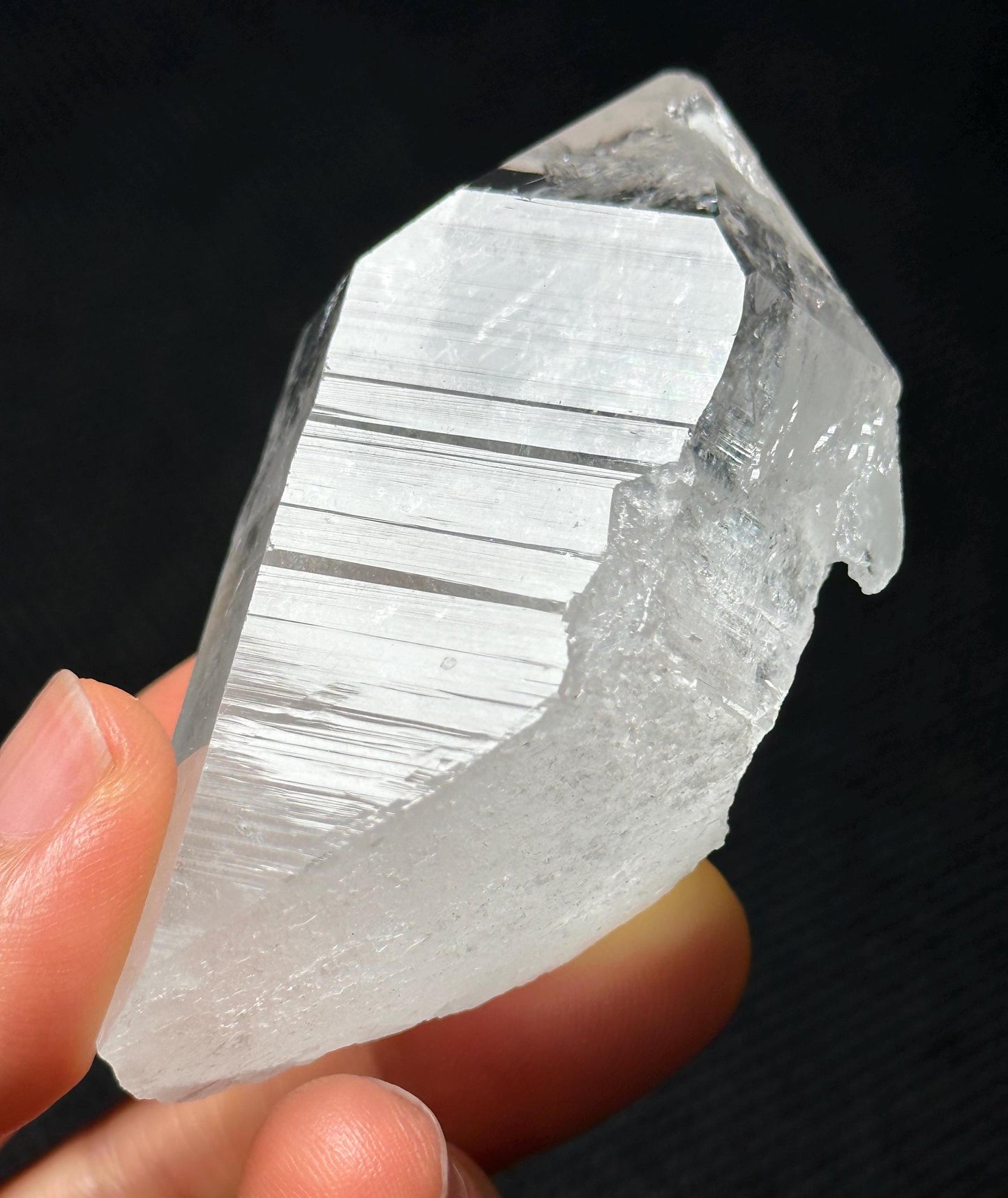 Rare Shining Glass-skin Clear Lemurian Seeds Quartz Crystal,Colombian Akashic Striation Energy Crystal/Reiki/Healing Crystal/Meditation-84 g