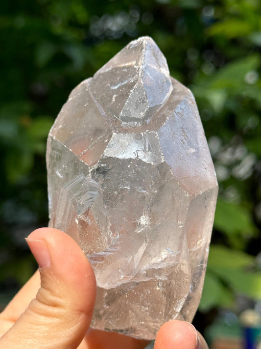 Natural Clear Record-keeper Growth Interference Quartz Crystal Point/Himalayan Crystal Specimen/Meditation Stone-290 g