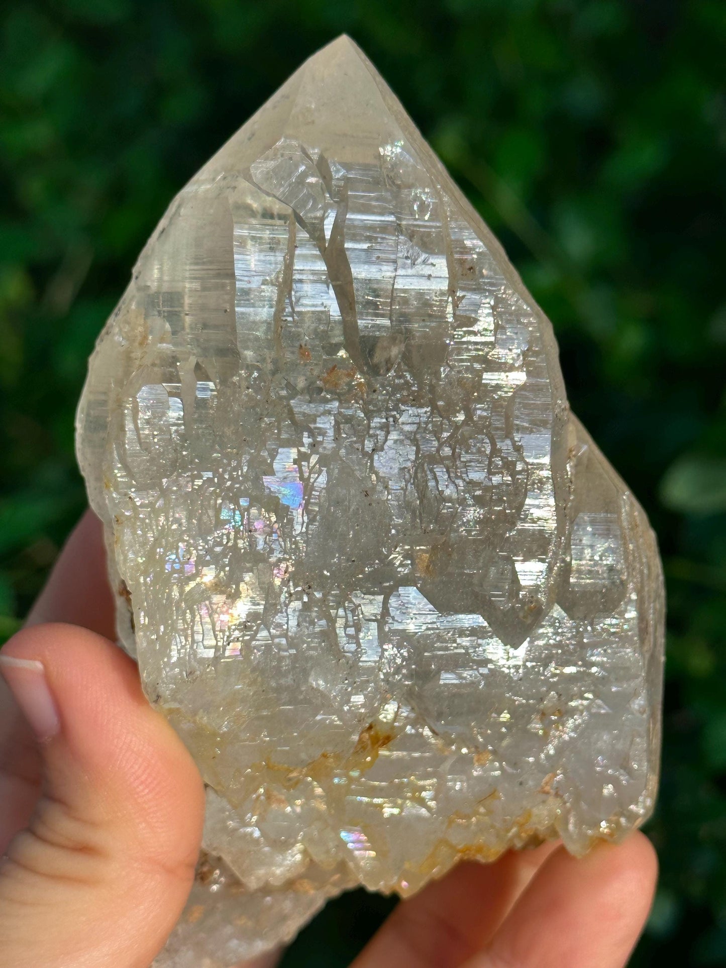 Rare Golden Rainbow Double Terminated Himalayan Quartz/Natural Aura Crystal/Tibet Energy Crystal/Healing/Meditation/Collection/Specimen-352g