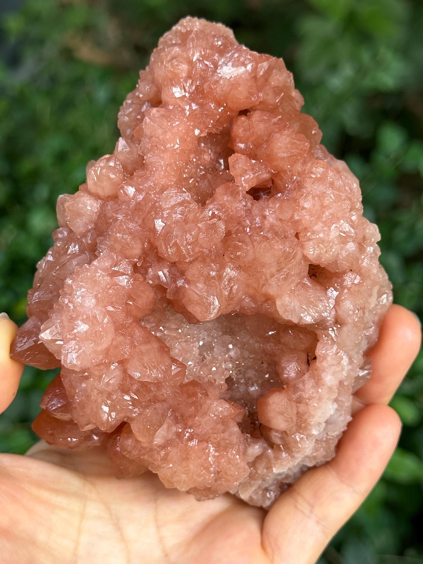 Shining Tangerine Rose Quartz Flower Crystal Geode/Red Hematite Quartz Crystal/Abundance Crystals/Crystal Collection/Healing Crystal-287 g