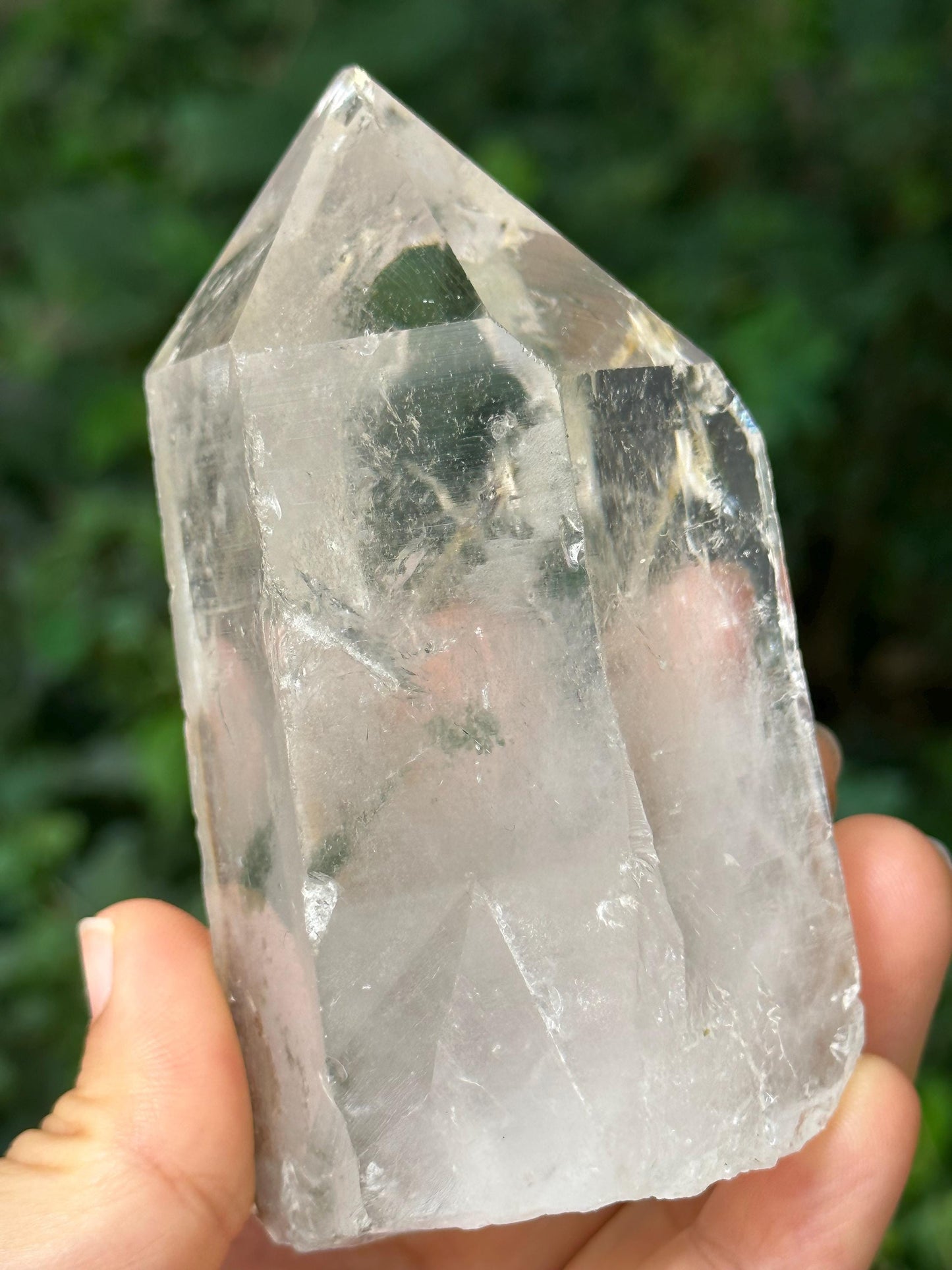 Clear Himalayan Quartz Record-keeper Crystal Point with Green Phantom Included/Energy Crystal/Reiki/Healing Crystal/Meditation-326 g