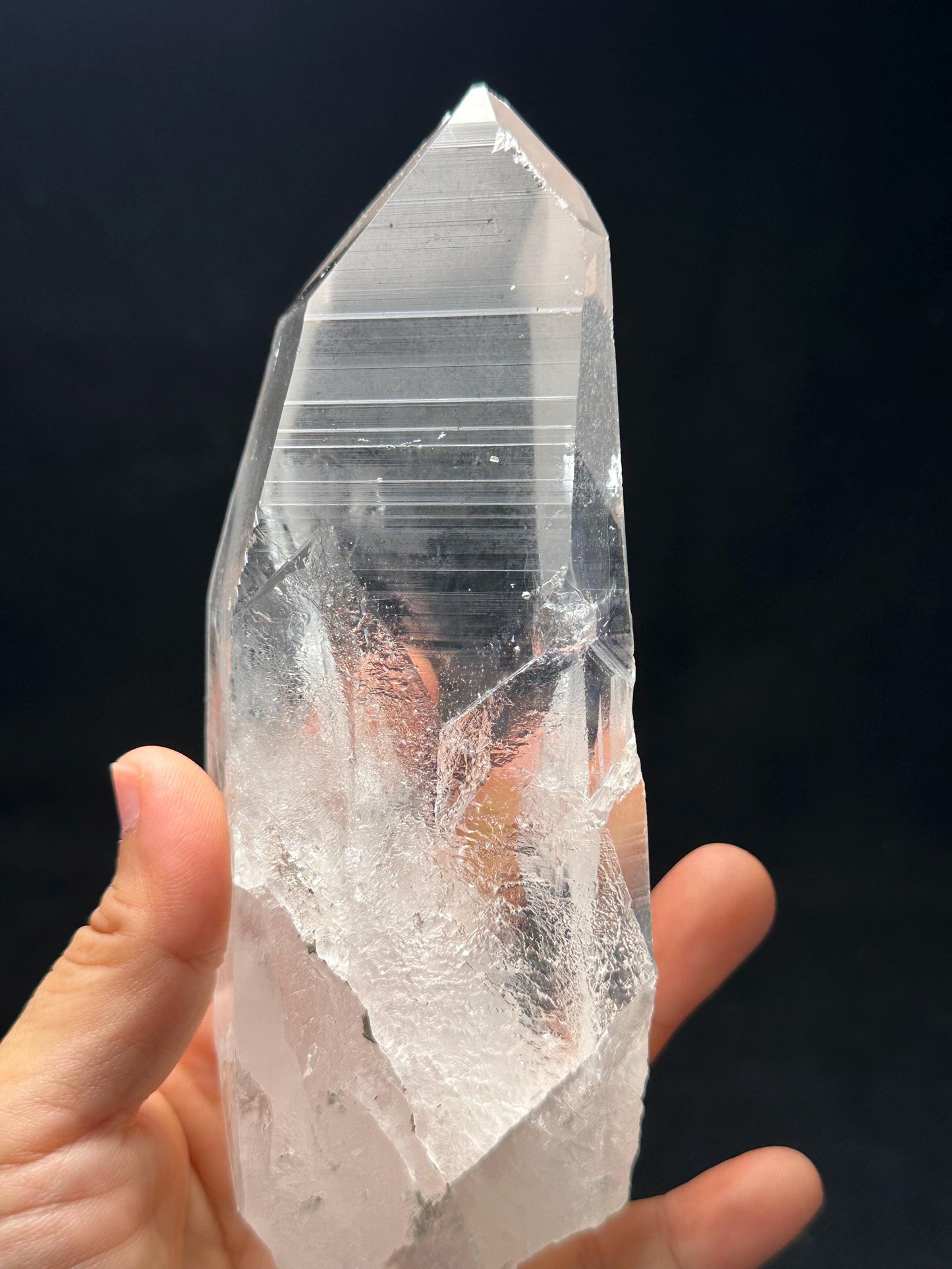 Natural Blue Angel's Feather Included Brazil Lemurian Seeds Quartz Muzo Blue Needle Crystal Point /Akashic Striation/Healing/Meditation-436g