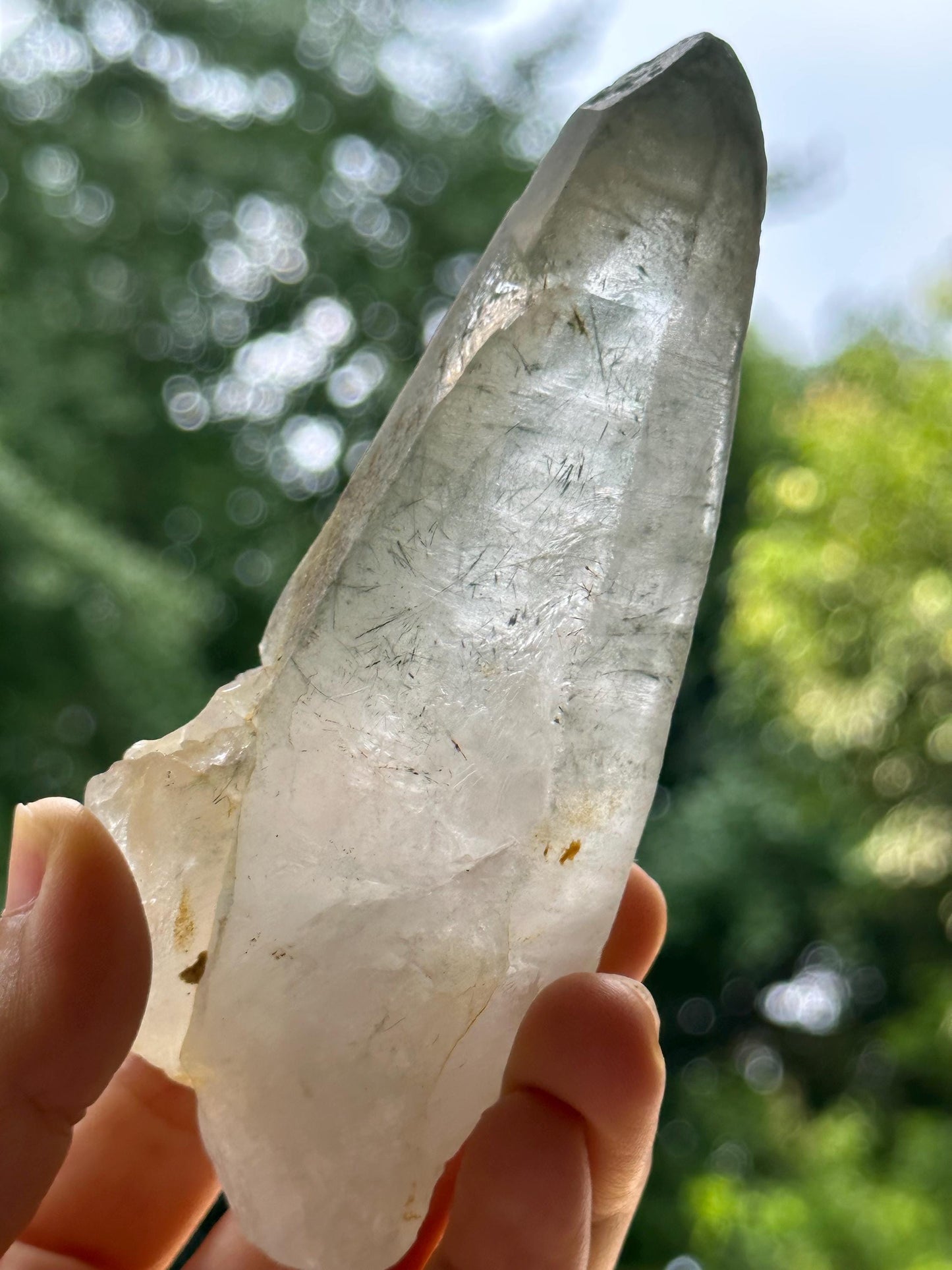 Green Rutile Quartz Laser Crystal Point/Quartz Inclusion/Energy Crystal/Generator Crystal/Meditation/Healing -201 g