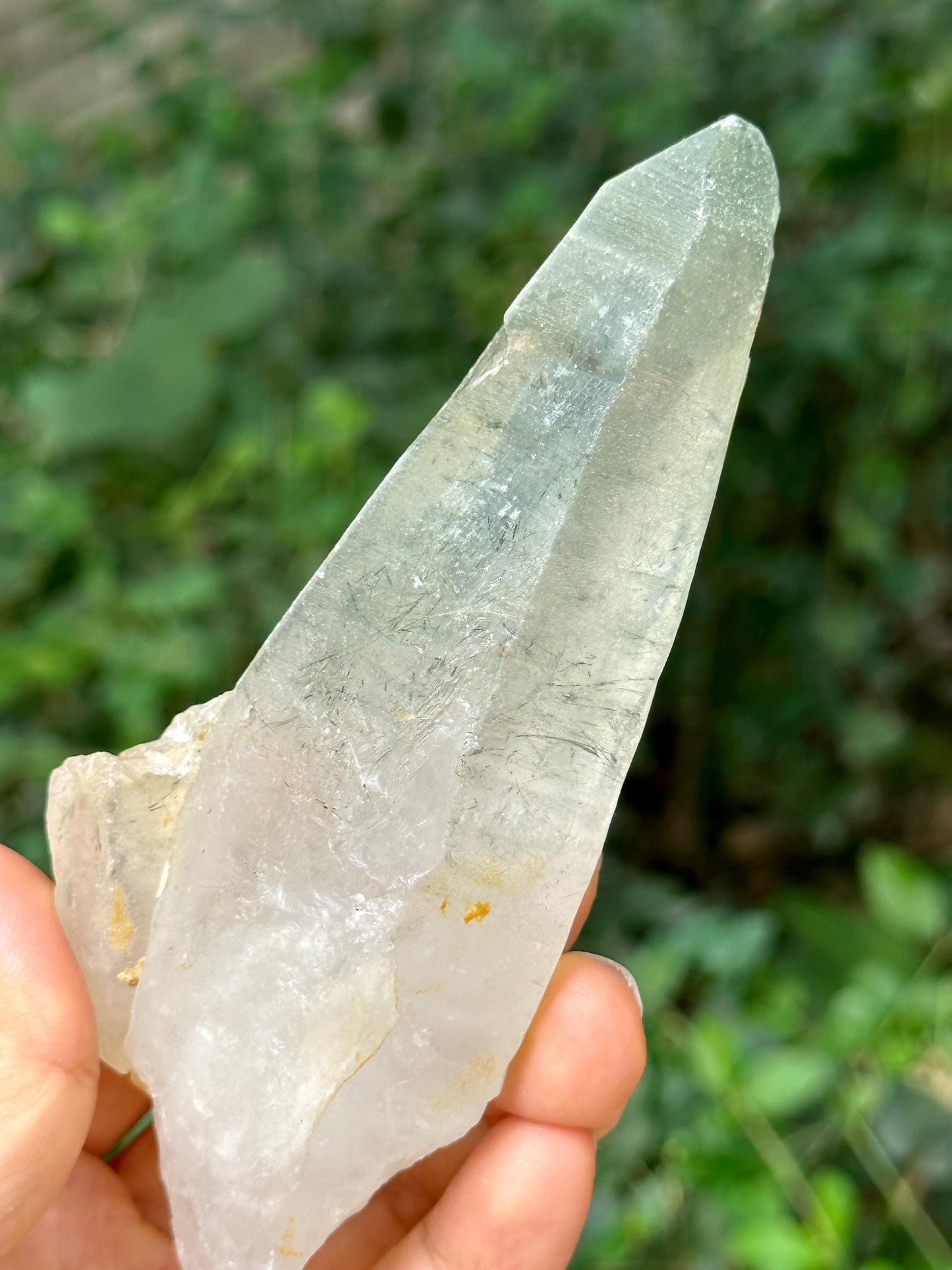 Green Rutile Quartz Laser Crystal Point/Quartz Inclusion/Energy Crystal/Generator Crystal/Meditation/Healing -201 g