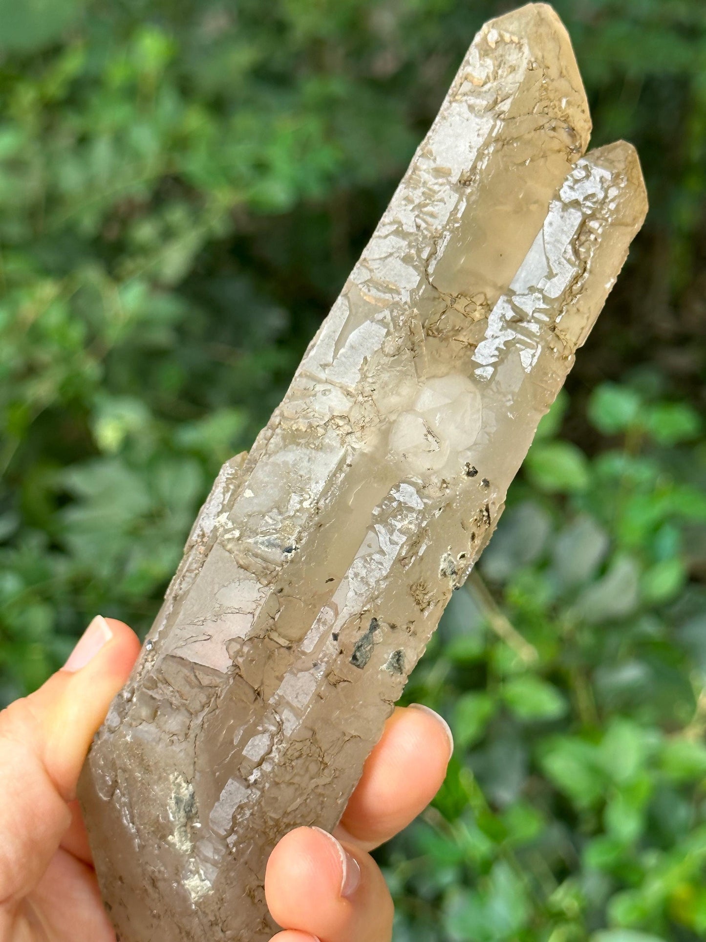 Natural Quartz Special Rune Nirvana Tantric Twins Crystal Point/Self-healed Crystal/Erosioned Energy Crystal/Reiki/Healing/Meditation-214 g