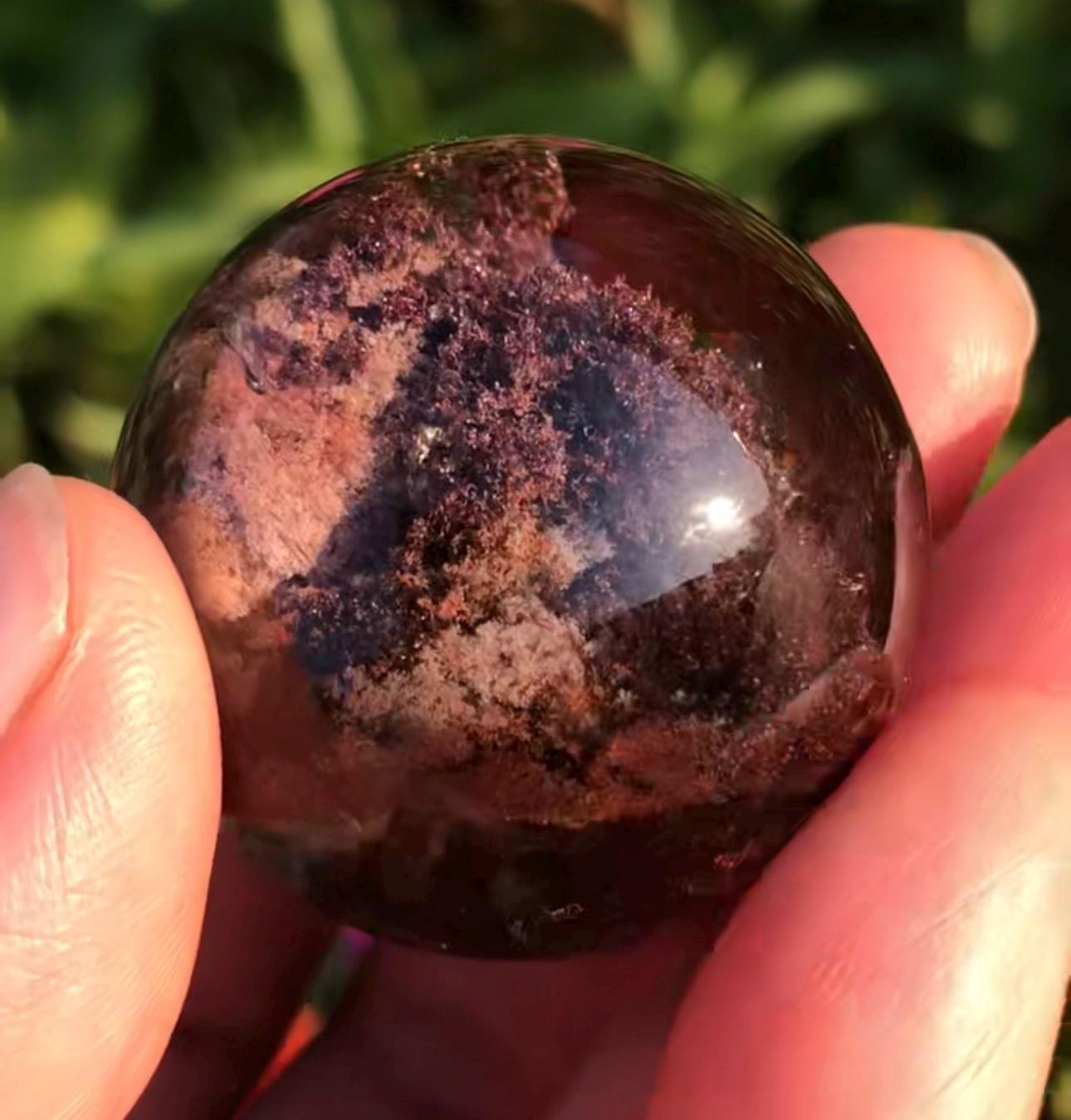 Clear Purple Phantom Quartz Crystal Sphere/Inclusion Quartz Ball/Phantom Crystal/Scenic Crystal/Garden Quartz Sphere/Mud Included-34 mm