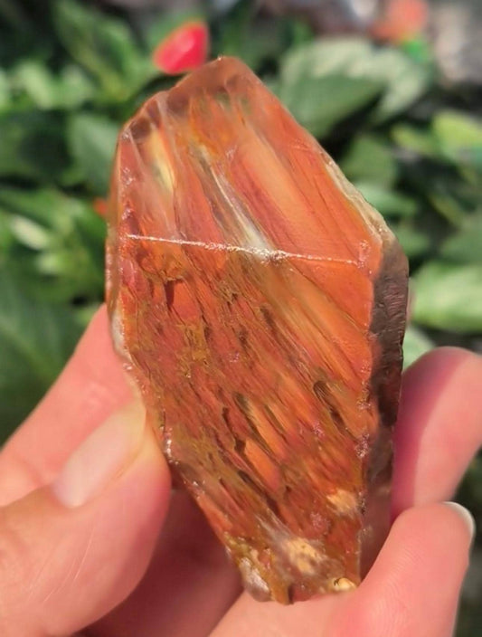 Rare Natural Fire Orange Amphibole Included in Quartz Crystal /Angel's Wing  Crystal Specimen/Meditation Stone-76 g