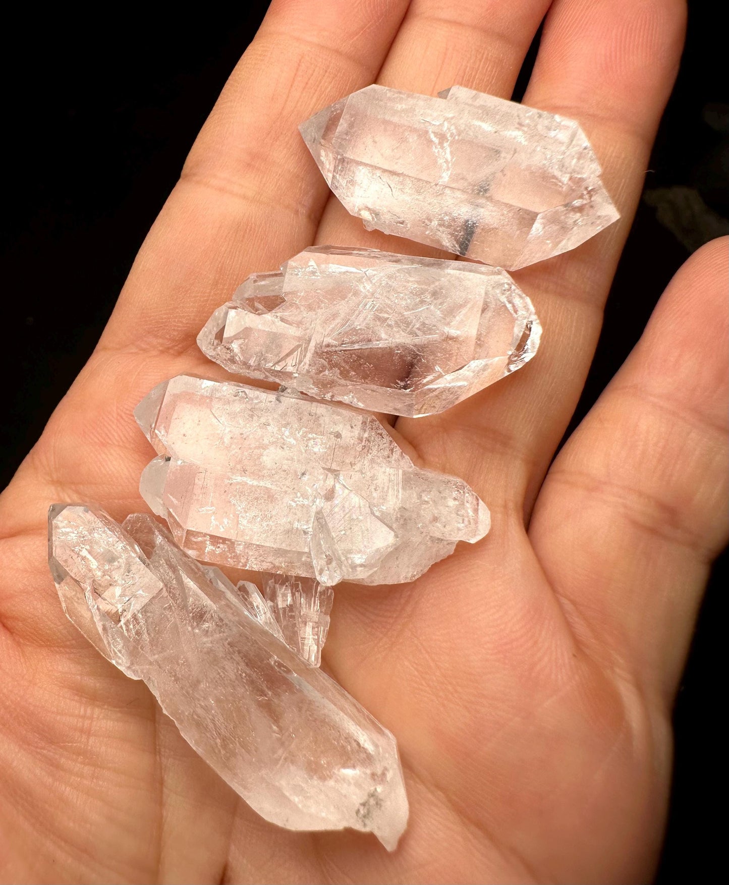 4 Pcs Clear Faden Quartz Crystal from Pakistan/Double Terminated Crystal Cluster/Crystal Healing/Meditation/Worry Stone-31 g