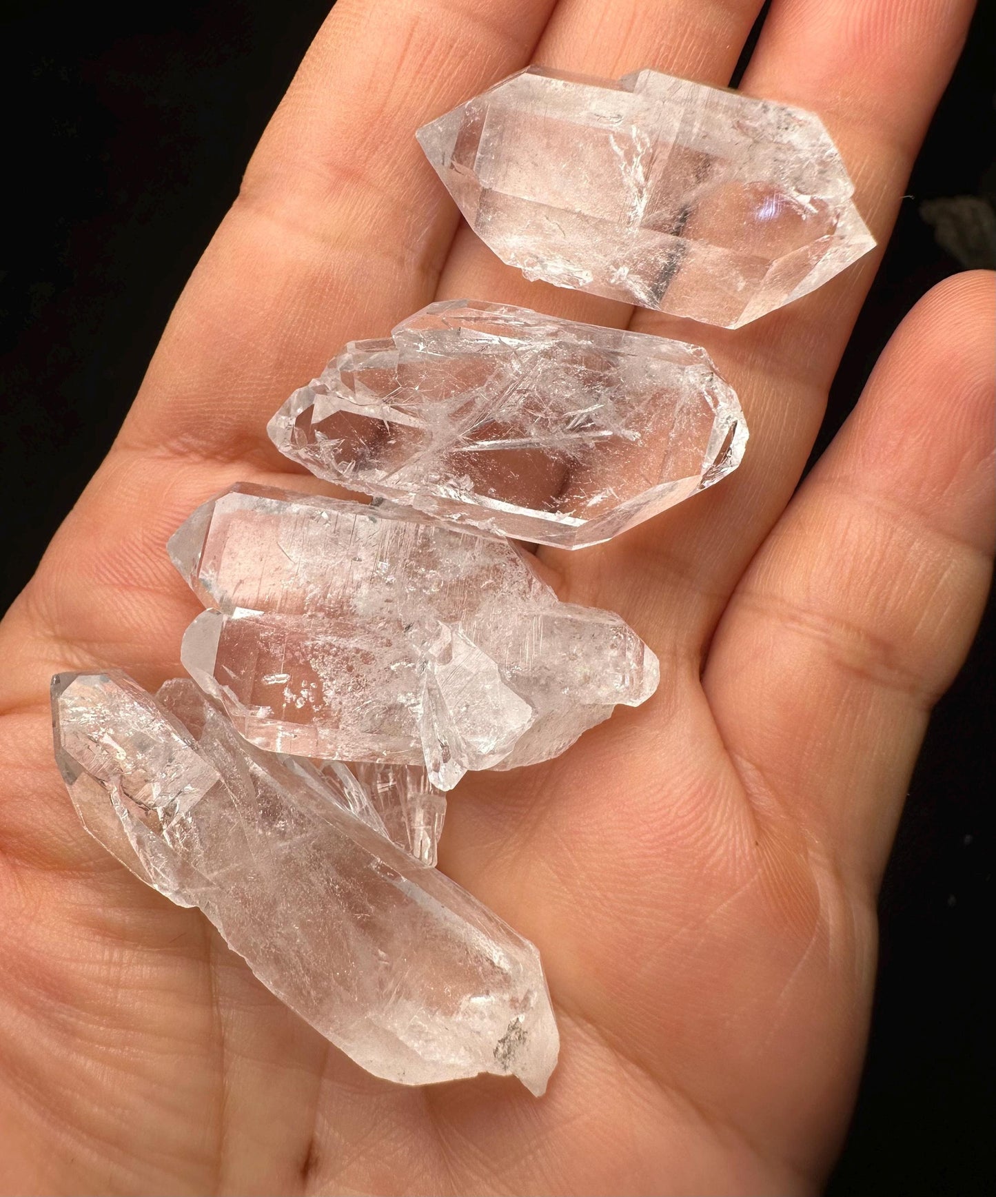 4 Pcs Clear Faden Quartz Crystal from Pakistan/Double Terminated Crystal Cluster/Crystal Healing/Meditation/Worry Stone-31 g