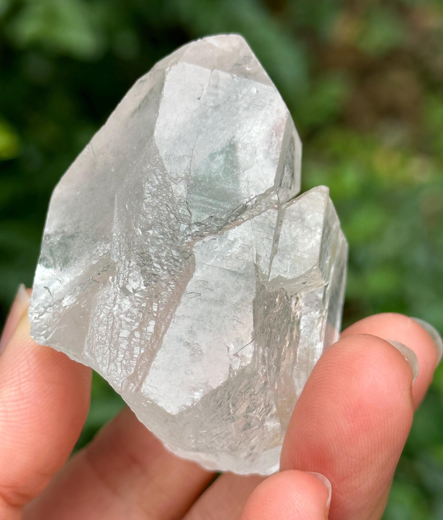 Natural Clear Isis Record-keeper Growth Interference Quartz Crystal Point/Himalayan Crystal Specimen/Meditation Stone-105 g