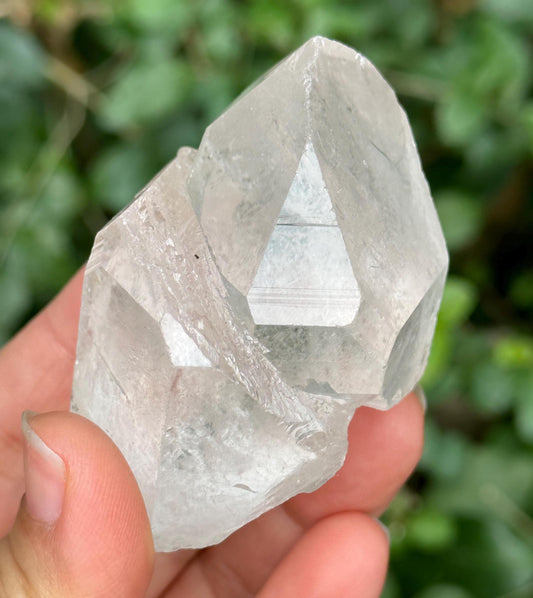 Natural Clear Isis Record-keeper Growth Interference Quartz Crystal Point/Himalayan Crystal Specimen/Meditation Stone-105 g