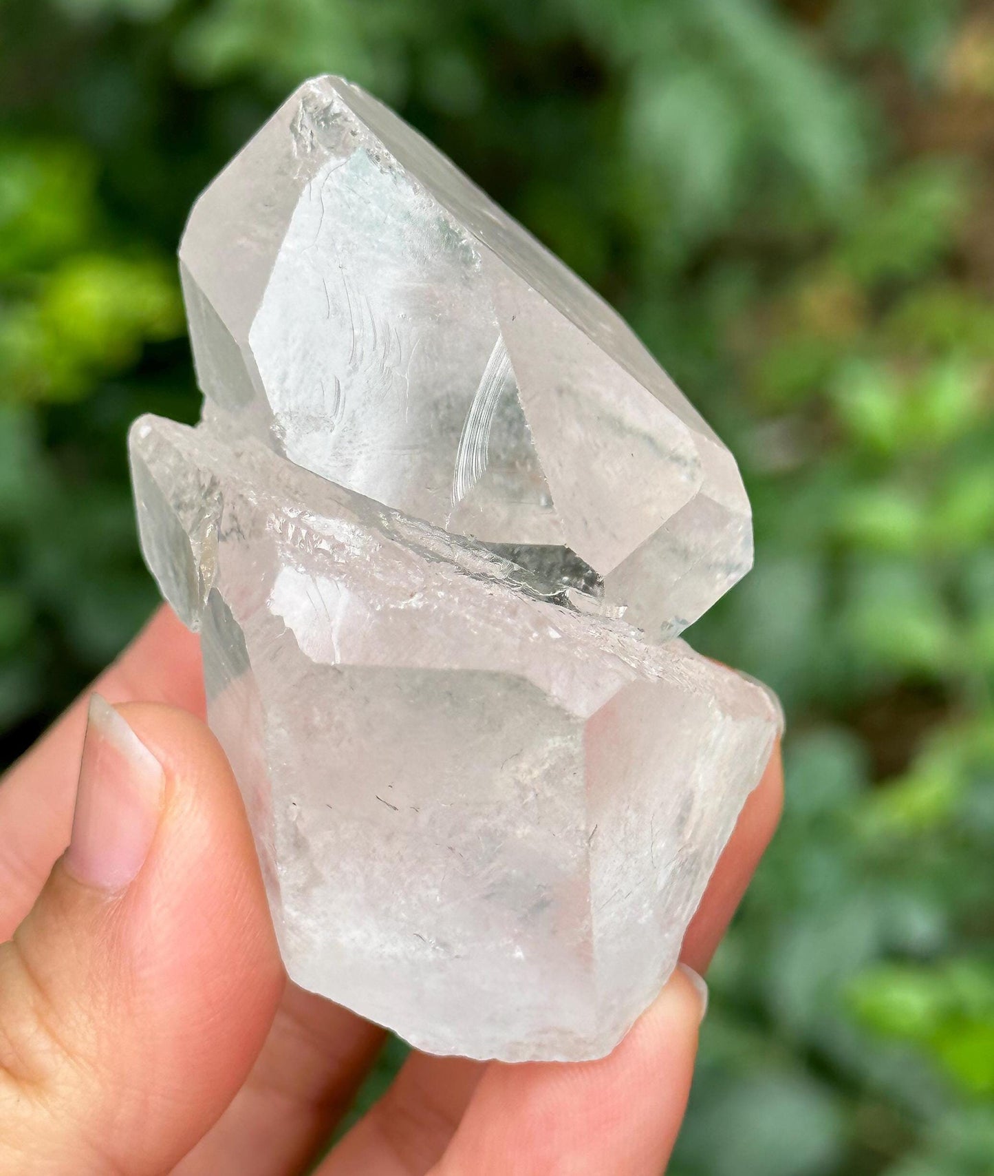 Natural Clear Isis Record-keeper Growth Interference Quartz Crystal Point/Himalayan Crystal Specimen/Meditation Stone-105 g