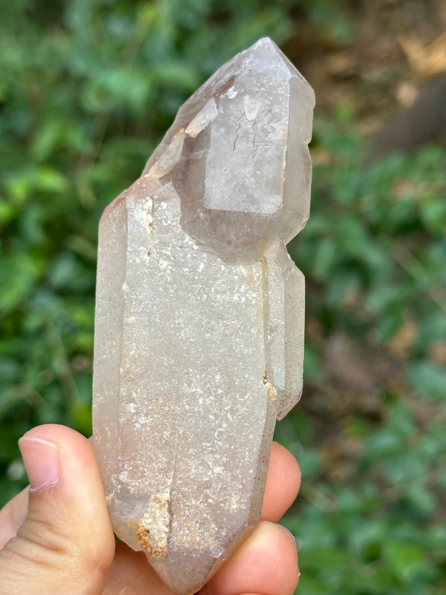 Rare Double Terminated Scepter Quartz Clear+Smoky Crystal/Energy Quartz/Meditation/Healing Crystal/Crystal Wand-122 g