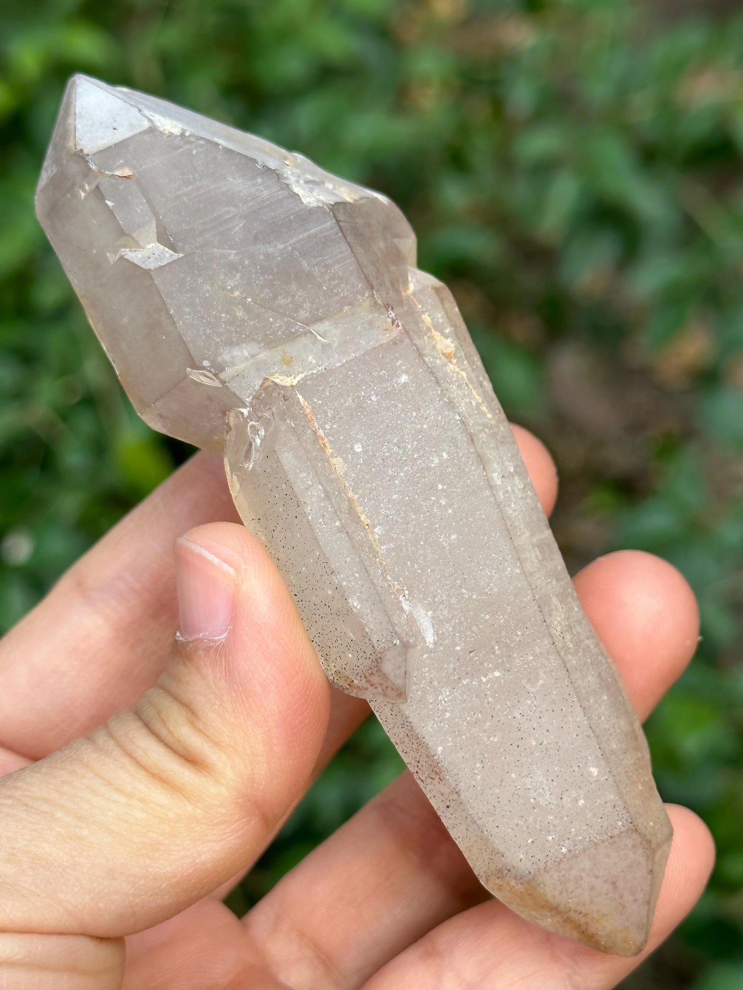 Rare Double Terminated Scepter Quartz Clear+Smoky Crystal/Energy Quartz/Meditation/Healing Crystal/Crystal Wand-122 g