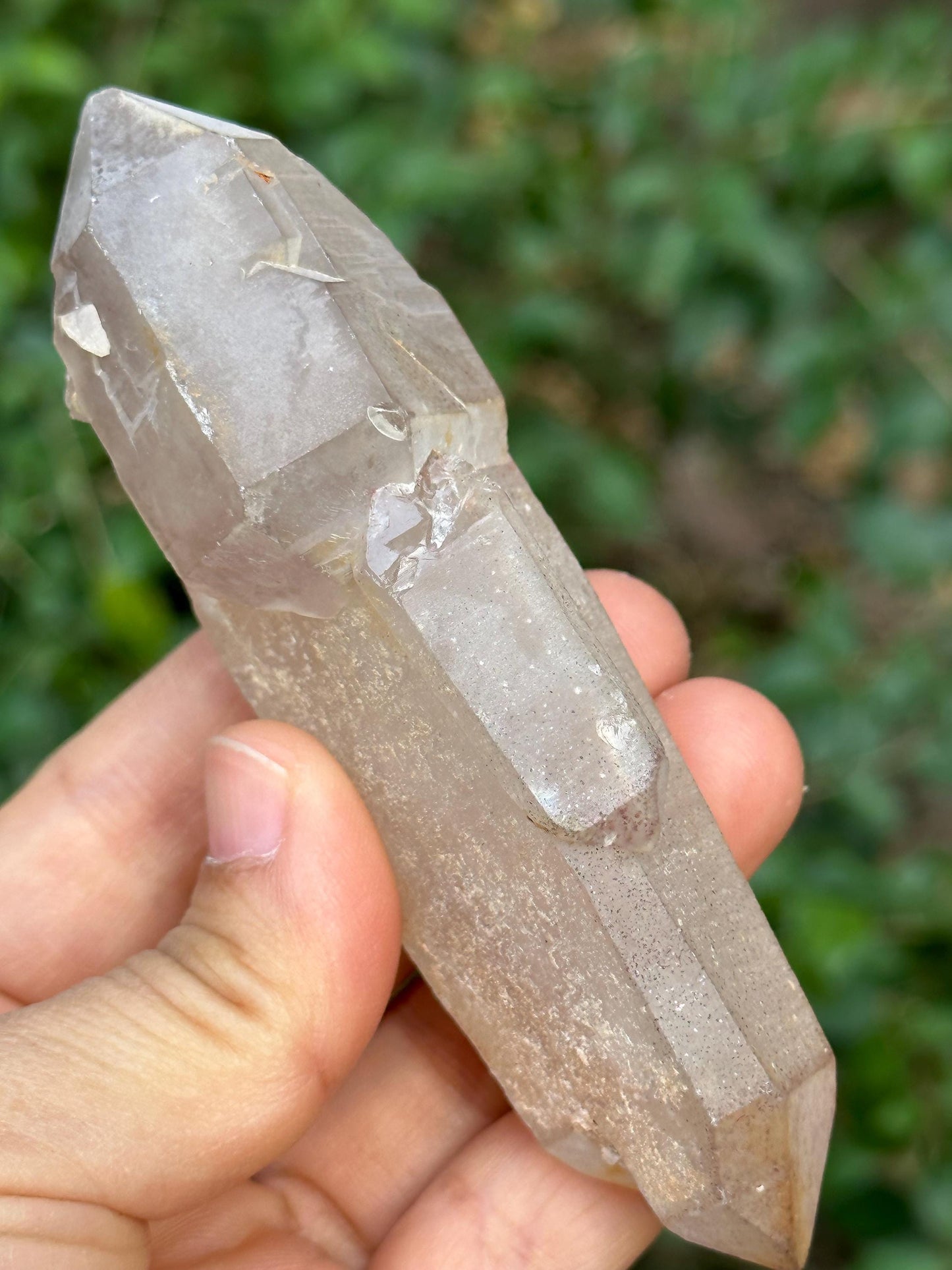 Rare Double Terminated Scepter Quartz Clear+Smoky Crystal/Energy Quartz/Meditation/Healing Crystal/Crystal Wand-122 g