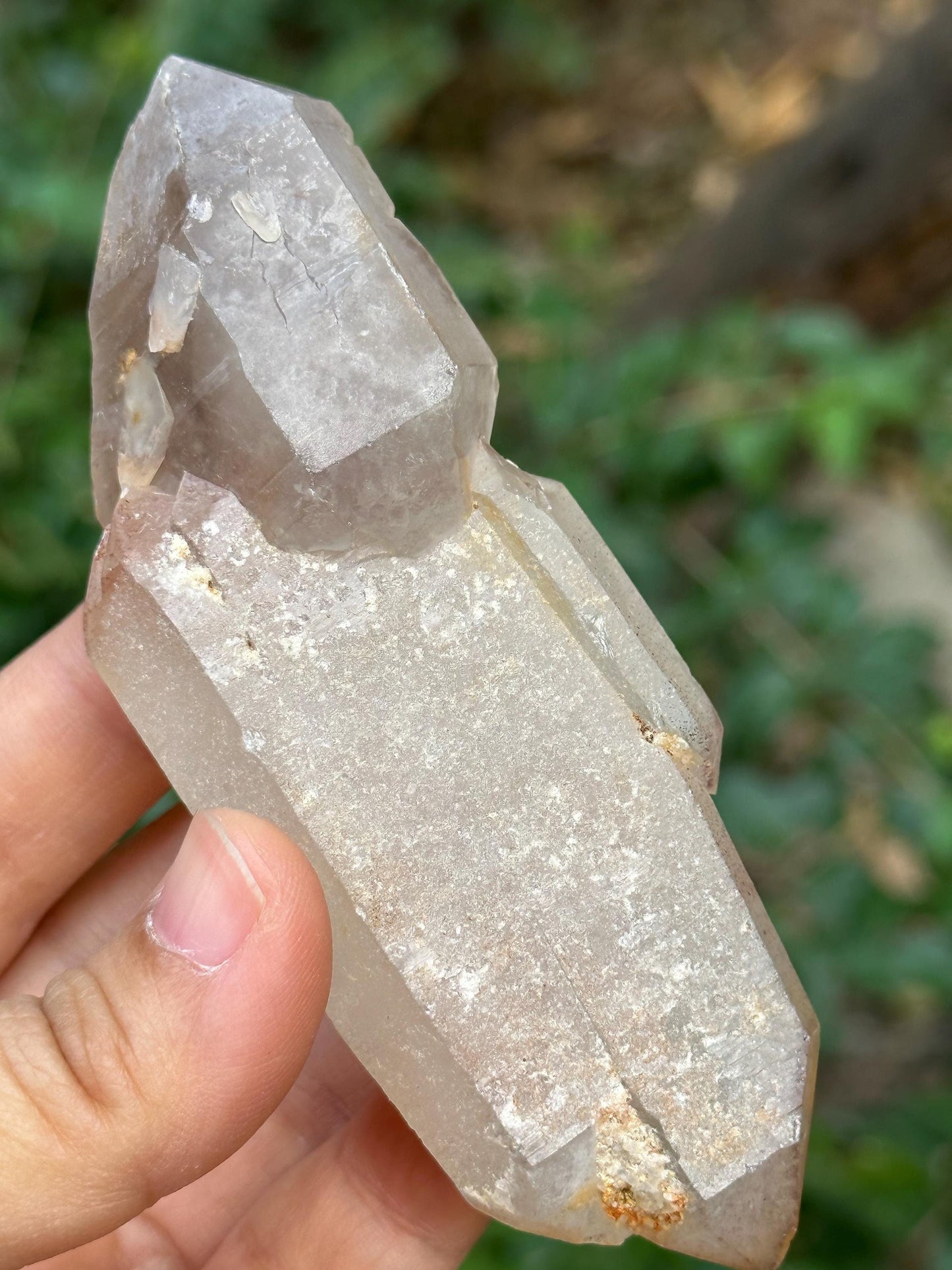 Rare Double Terminated Scepter Quartz Clear+Smoky Crystal/Energy Quartz/Meditation/Healing Crystal/Crystal Wand-122 g