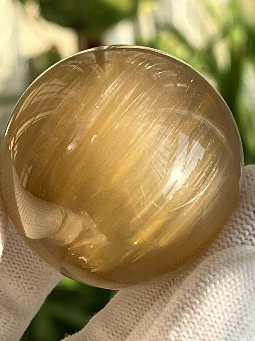 Rare Angel's Wing Golden Amphibole Included in Quartz Crystal Sphere/Inclusion Quartz Ball/Garden Scenic Crystal Sphere Collection-41 mm